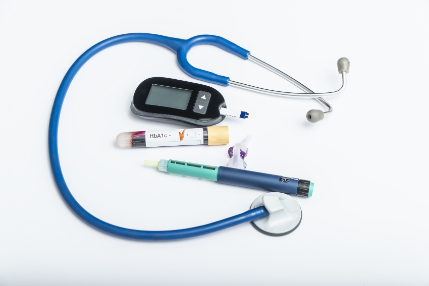 Medical tools placed on a table symbolizing health monitoring for diabetes care in San Diego, CA